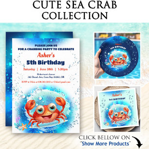 Invitation Piscine de crabe 1er anniversaire fête Garçon âge 