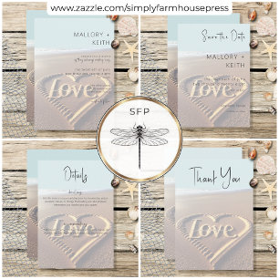Invitation Plage moderne avec Coeur Vellum Style Mariage