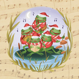 Carte Postale Grenouilles de musique de Noël