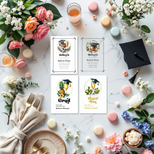 Faire-part Retro Vintage Tropical Brunch Graduation Photo