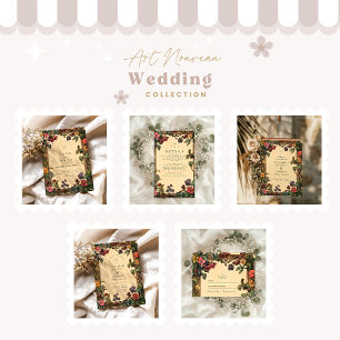 Invitation Bois Floral Art Nouveau Mariage
