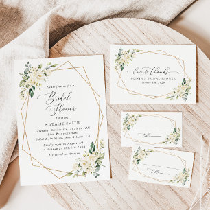 Invitation Fleurs blanches, Fleurs de crème, Boho, Fête des m