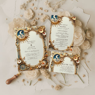 Carte De Remerciements Mariage Constellation Vintage Cosmique