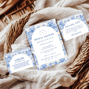 Franse Blauwe Tuin Bruids Bruiloftssalon Bedankkaart