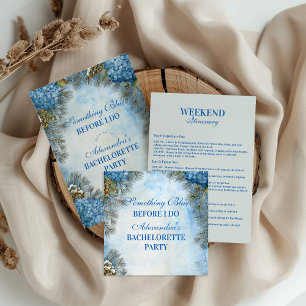 Invitation Fête de Fiançailles Florale d'Hiver Something Blue