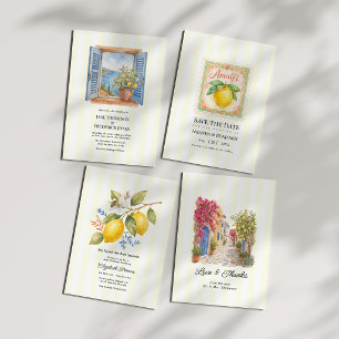 Carte De Remerciements Citron de la Côte d'Amalfi Bougainvillée Mariage I
