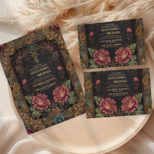 Cartons Réponse Mariage gothique victorien floral