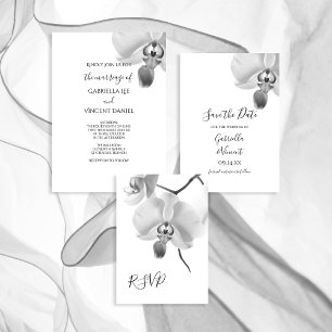 Orchidées noires et blanches Mariage floral RSVP