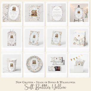 Invitation Nouveau chapitre baby shower aquarelle, fleur sauv