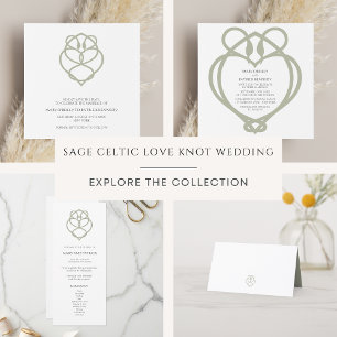 Programme Sage Green Celtic Irlandais Swan Love Knot Mariage