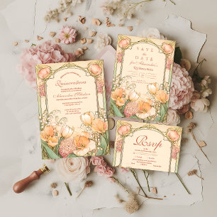 Invitation Célébration de Quinceañera de Tulipe Pêche