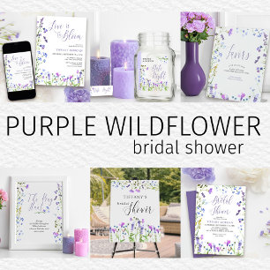 Invitation Fête des mariées féminine Fleur sauvage violette