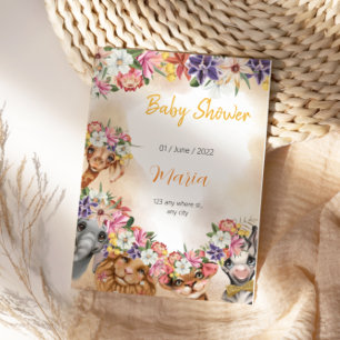 Badge Invitation de baby shower Safari wildone or