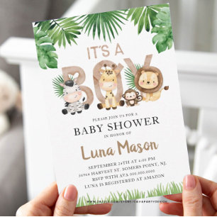 Carte Baby shower Safari Demande de réservation