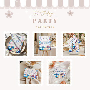 Invitation Deux Anniversaire Rapide Voiture de Course Bleue