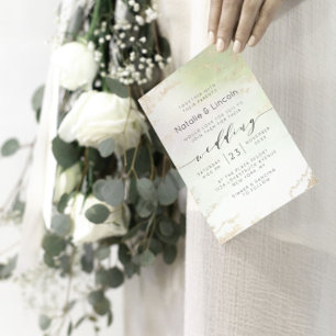 Invitation Ombre Spring Green Gold Foil Frost Mariage tendanc