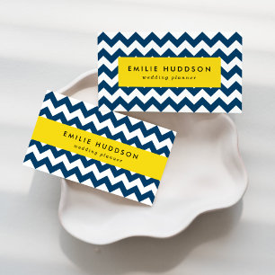 Carte De Visite Navy Zigzag, Navy Chevron, Motif géométrique