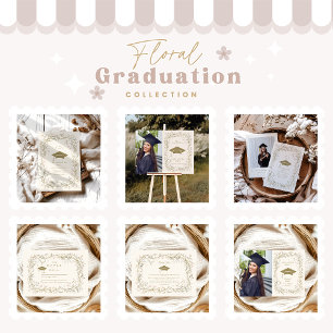 Invitation Graduation vintage de la flore botanique
