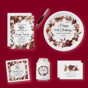 Serviette En Papier Fleur d'automne blanc Mauve de Bourgogne 90e anniv