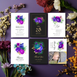 Carte De Remerciements Espagnol Mardi Gras Aquarelle Florale Quinceañera 