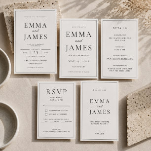 Carte de réponse de mariage minimaliste avec mince