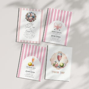 Chic Social Club Tennis Bachelorette Foto Bedankkaart