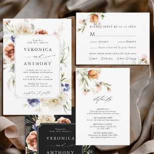 Invitation Mariage d'aquarelle de cadre de jardin Floral Noir