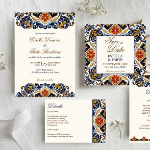 Dessous-de-verre En Pierre Vintage Talavera Azulejo tuiles bleues mariage fav