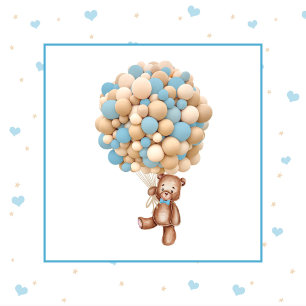 Invitation Bearly Wait Hot Air Balloon Baby shower (Fille)