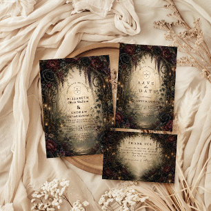 Carte De Remerciements Mariage gothique en forêt