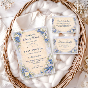 Zachte Blauwe Bosbes Baby Shower Kaart