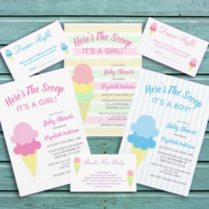 Invitation Voici le Baby shower d'été de la crème glacée Scoo