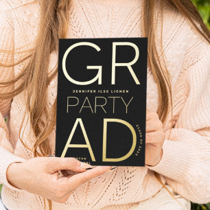 Invitation En Aluminium PARTI GRAD modifiable   Classe de 2024 Gold Pressé