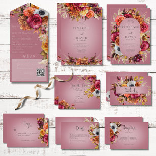 Bijou floral vintage Fuchsia Faire-part de mariage