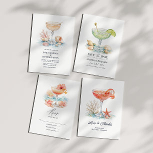 Invitation Mariage de Luxe sur la Côte au Champagne Cocktail