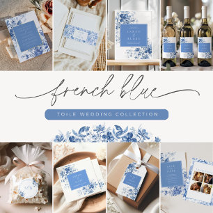 Invitation Mariage Floral Toile Bleue Française Enregistrer l
