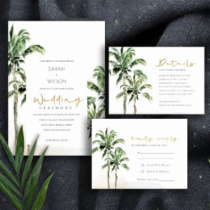 Carte De Remerciements Rustic Tropical Beach Palm Trees Mariage Inviter