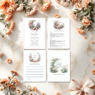 Menu Délicat Pastel Blooms Bow Baby shower Floral