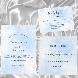 Invitation Ciel bleu clair argent parties scintillant mariage