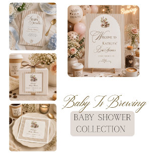 Signe De Table Une Baby Shower Café Gingham 'Un Bébé Est En Train