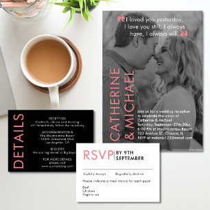 Modern minimalistisch zwart-wit RSVP kaartje