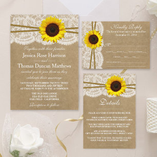Invitation Collection de Mariages Kraft, dentelle et tourneso