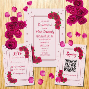 Cartons Réponse Rose Quinceañera