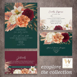 Rustique Bourgogne et Emerald Green Menu Mariage