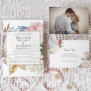 Invitation Élégant Mariage Rose Dusty