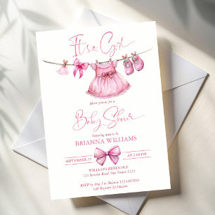 Carte D'accompagnement Demande de baby shower de la ligne de tissu rose d