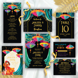 Invitation Mariage de la Draperie de parasol coloré indien