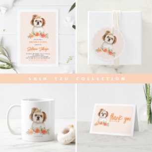 Serviette En Papier Aquarelle Chih Tzu et Fleurs de Pêche Chien Annive