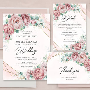 Invitation Boho pies rose poussiéreux eucalyptus elle a dit o