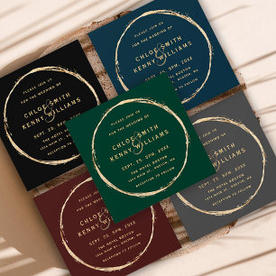 Invitation Mariage de Burgundy Marsala Rustic Gold Circle